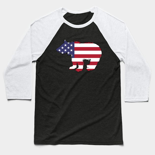 American Flag Beaar Cub Baseball T-Shirt by MordaxFurittus